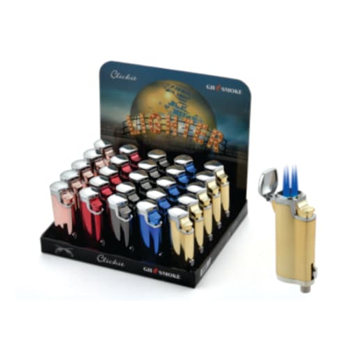 Click it - MULTI COLOR SHINY QUAD TORCH W/CIGAR PUNCHER